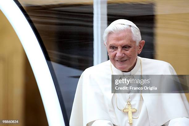 Pope Benedict XVI attends his weekly audience in St. Peter's Square, on May 5, 2010 in Vatican City, Vatican. At the end of his weekly general...