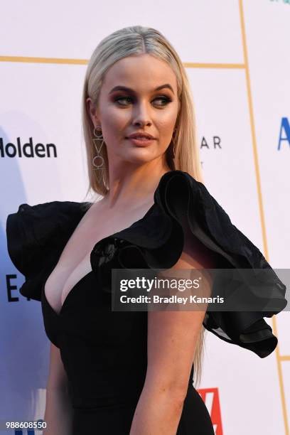 Simone Holtznagel arrives at the 60th Annual Logie Awards at The Star Gold Coast on July 1, 2018 in Gold Coast, Australia.