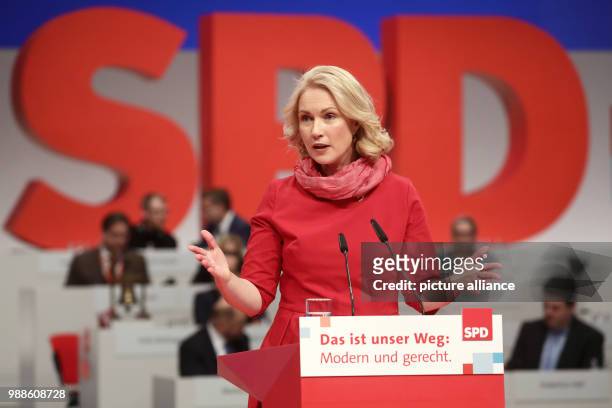 Federal Party Conference of the German Social Democratic Party in Berlin, Germany, 7 December 2017. The Premiere of Mecklenburg-Vorpommern, deputy...