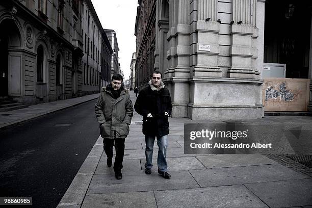 ThyssenKrupp, with the moustache and green parka Ciro Massimo Argentino of the FIOM and in black coat Luigi Gerardi poses for a portraits session on...