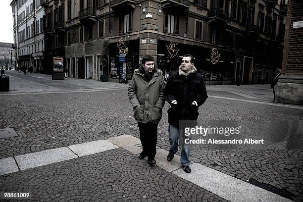 ThyssenKrupp, with the moustache and green parka Ciro Massimo Argentino of the FIOM and in black coat Luigi Gerardi poses for a portraits session on...