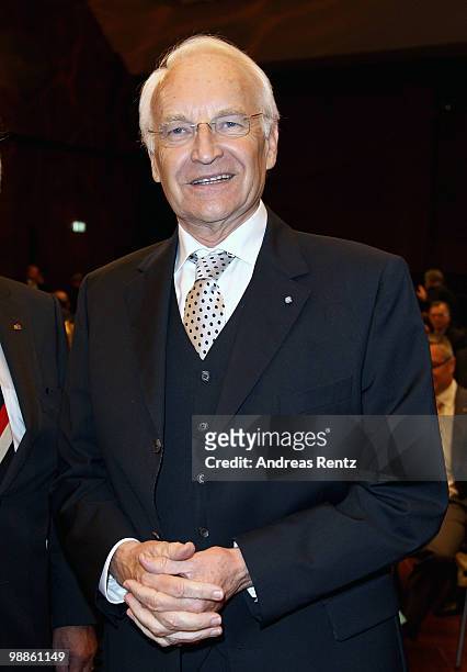 Former Bavarian Minister Edmund Stoiber attends the official birthday reception to former German Chancellor Helmut Kohl at the Pfalzbau on May 5,...