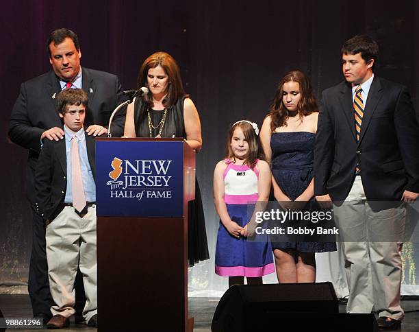 New Jersey Governor Chris Christie, Mary Pat Christie and their children attend the 3rd Annual New Jersey Hall of Fame Induction Ceremony at the New...