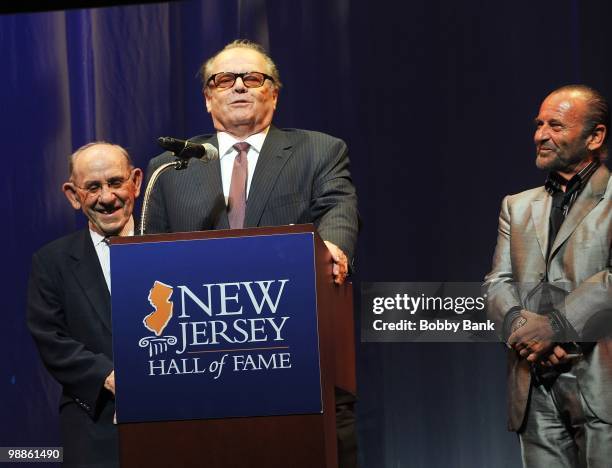 Yogi Berra, Jack Nicholson and Joe Pesci attend the 3rd Annual New Jersey Hall of Fame Induction Ceremony at the New Jersey Performing Arts Center on...