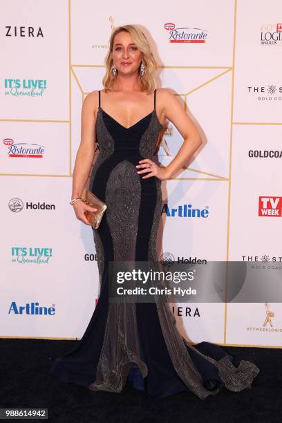 Asher Keddie arrives at the 60th Annual Logie Awards at The Star Gold Coast on July 1, 2018 in Gold Coast, Australia.