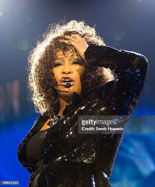 Whitney Houston performs at the O2 Arena on April 25, 2010 in London, England.