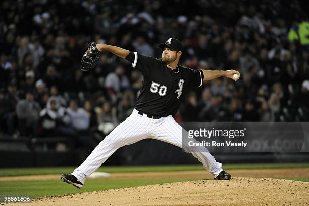 John Danks of the Chicago White Sox pitches against the Minnesota Twins on April 9, 2010 at U.S. Cellular Field in Chicago, Illinois. The Twins...