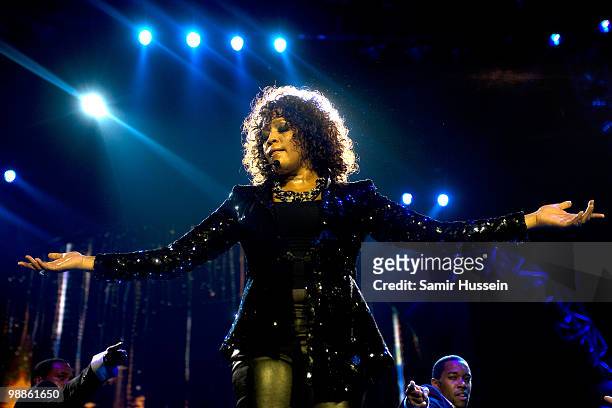 Whitney Houston performs at the O2 Arena on April 25, 2010 in London, England.