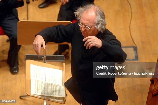 Philippe Herreweghe conducing the Orchestre des Champs Elysees in concert with pianist Alexander Lonquich as guest for Bologna Festival at Auditorium...