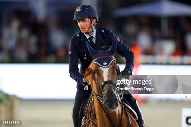 Lorenzo De Luca riding Jeunesse Van T Paradijs during the Championship of Knokke - Deutsche Bank on June 30, 2018 in Knokke-Heist, Belgium.