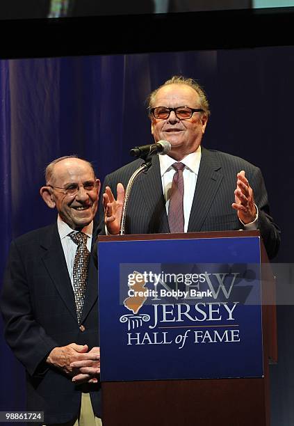 Yogi Berra and Jack Nicholson attend the 3rd Annual New Jersey Hall of Fame Induction Ceremony at the New Jersey Performing Arts Center on May 2,...