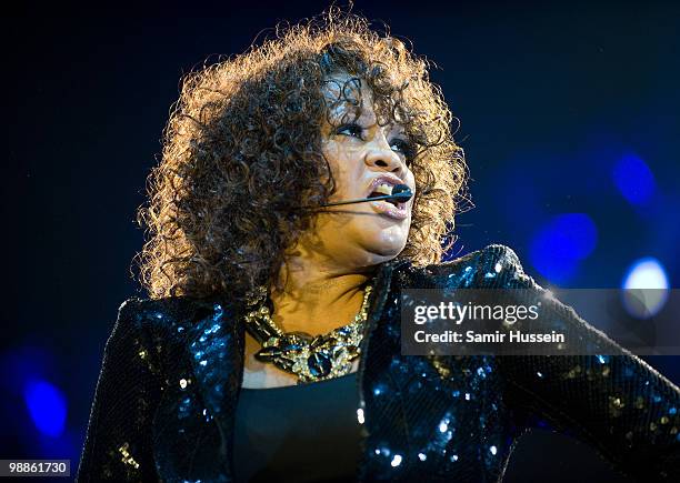 Whitney Houston performs at the O2 Arena on April 25, 2010 in London, England.