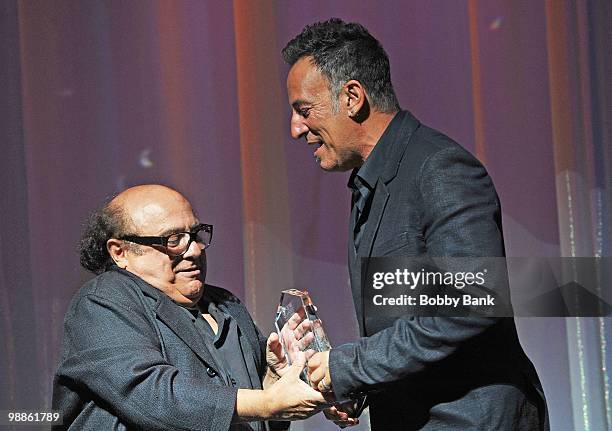 Danny DeVito and Bruce Springsteen attend the 3rd Annual New Jersey Hall of Fame Induction Ceremony at the New Jersey Performing Arts Center on May...