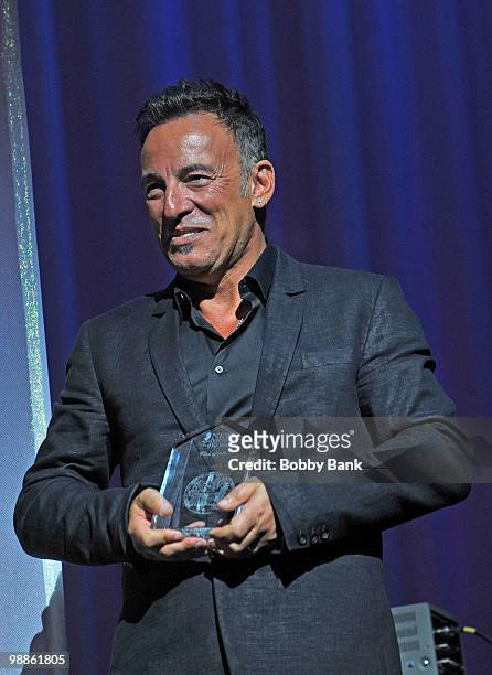 Bruce Springsteen attends the 3rd Annual New Jersey Hall of Fame Induction Ceremony at the New Jersey Performing Arts Center on May 2, 2010 in...