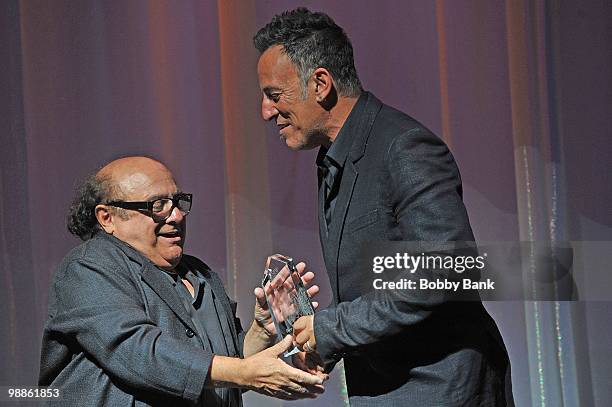 Danny DeVito and Bruce Springsteen attend the 3rd Annual New Jersey Hall of Fame Induction Ceremony at the New Jersey Performing Arts Center on May...