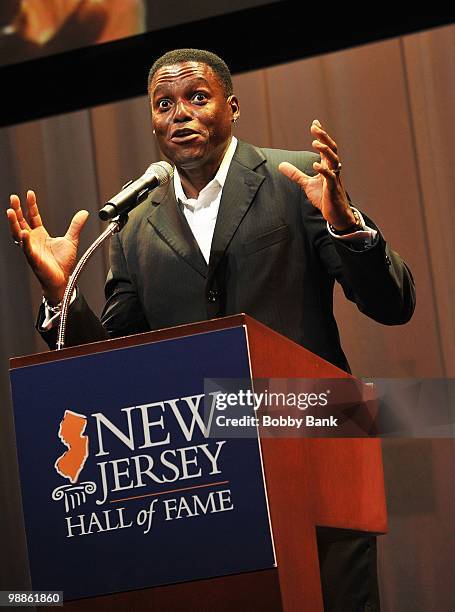 Carl Lewis attends the 3rd Annual New Jersey Hall of Fame Induction Ceremony at the New Jersey Performing Arts Center on May 2, 2010 in Newark, New...