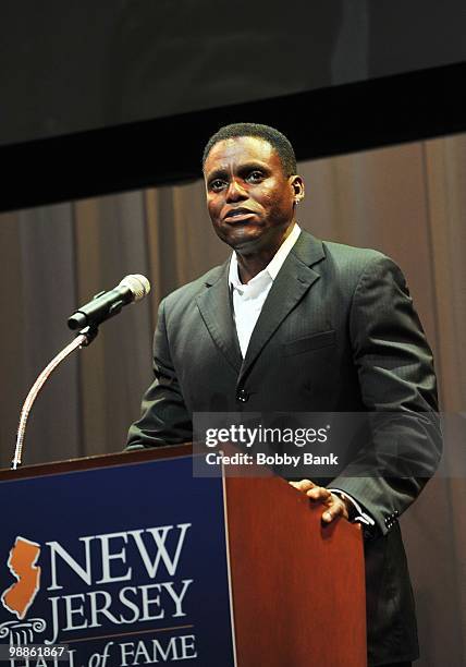 Carl Lewis attends the 3rd Annual New Jersey Hall of Fame Induction Ceremony at the New Jersey Performing Arts Center on May 2, 2010 in Newark, New...