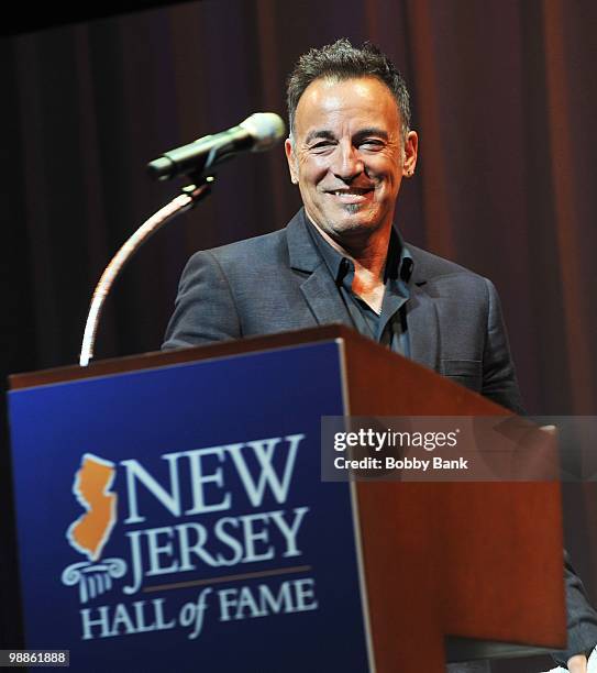 Bruce Springsteen attends the 3rd Annual New Jersey Hall of Fame Induction Ceremony at the New Jersey Performing Arts Center on May 2, 2010 in...