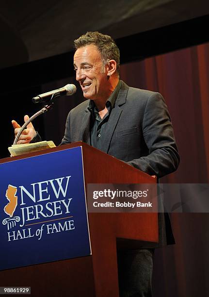 Bruce Springsteen attends the 3rd Annual New Jersey Hall of Fame Induction Ceremony at the New Jersey Performing Arts Center on May 2, 2010 in...