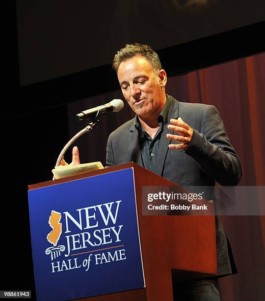 Bruce Springsteen attends the 3rd Annual New Jersey Hall of Fame Induction Ceremony at the New Jersey Performing Arts Center on May 2, 2010 in...