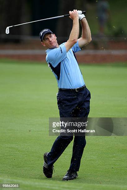 Jim Furyk hits a shot during a practice round prior to the start of THE PLAYERS Championship held at THE PLAYERS Stadium course at TPC Sawgrass on...