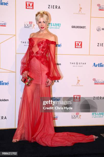 Kate Peck arrives at the 60th Annual Logie Awards at The Star Gold Coast on July 1, 2018 in Gold Coast, Australia.