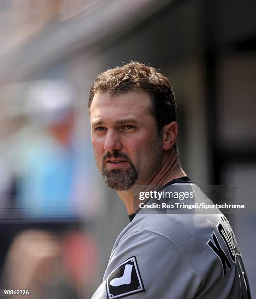 Paul Konerko of the Chicago White Sox looks on against the New York Yankees at Yankee Stadium on May 01, 2010 in the Bronx borough of Manhattan. The...