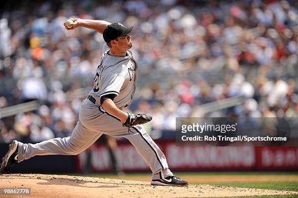 John Danks of the Chicago White Sox against the New York Yankees at Yankee Stadium on May 01, 2010 in the Bronx borough of Manhattan. The White Sox...