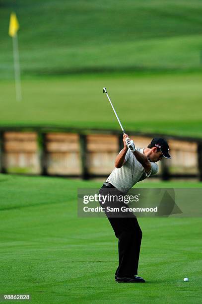 Charl Schwartzel of South Africa hits a shot during a practice round prior to the start of THE PLAYERS Championship held at THE PLAYERS Stadium...