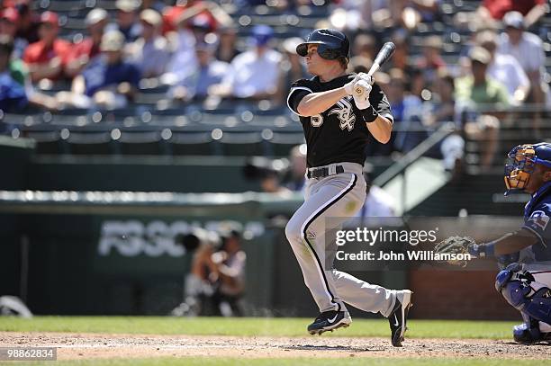 Gordon Beckham of the Chicago White Sox bats during the game against the Texas Rangers at Rangers Ballpark in Arlington in Arlington, Texas on...