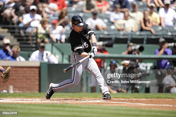 Gordon Beckham of the Chicago White Sox bats during the game against the Texas Rangers at Rangers Ballpark in Arlington in Arlington, Texas on...