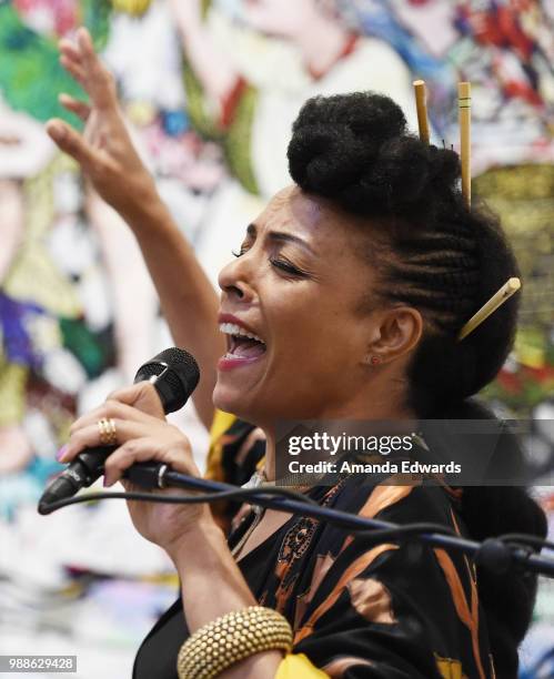 Musical artist Zap Mama performs at Summer Happenings At The Broad: A Journey That Wasn't - Part 1 at The Broad on June 30, 2018 in Los Angeles,...