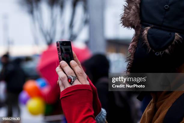 Puerto Montt, Chile. 30 June 2018. Through the streets of the city of Puerto Montt and in the rain hundreds of people marched to commemorate the day...