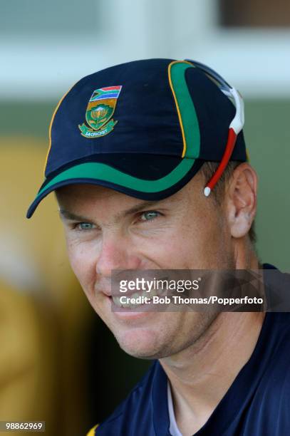 Johan Botha of South Africa looks on during net practice at the 3W Oval on May 4, 2010 in Bridgetown, Barbados..