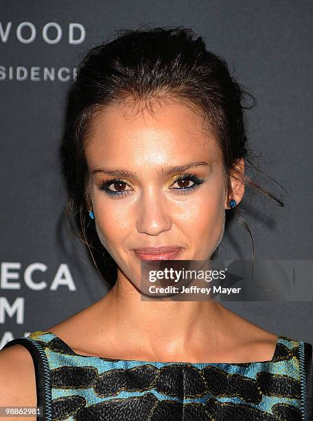 Actress Jessica Alba arrives at the 2010 Tribeca Film Festival and Tribeca Film Celebration at Station at W Hollywood on March 23, 2010 in Hollywood,...