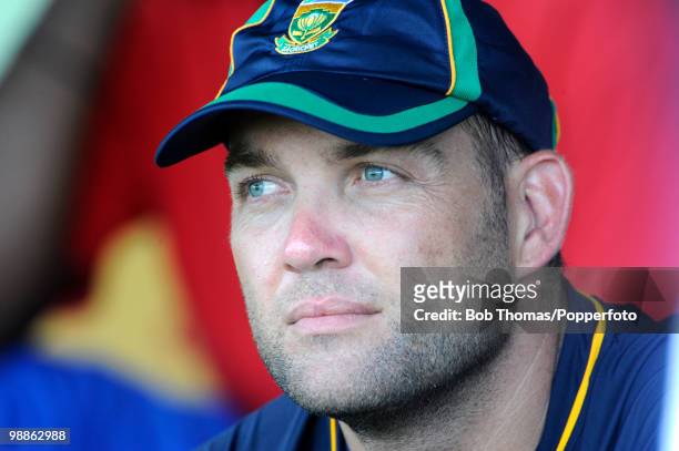Jacques Kallis of South Africa looks on during net practice at the 3W Oval on May 4, 2010 in Bridgetown, Barbados..
