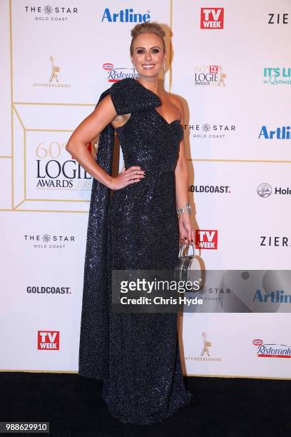 Sylvia Jeffreys arrives at the 60th Annual Logie Awards at The Star Gold Coast on July 1, 2018 in Gold Coast, Australia.