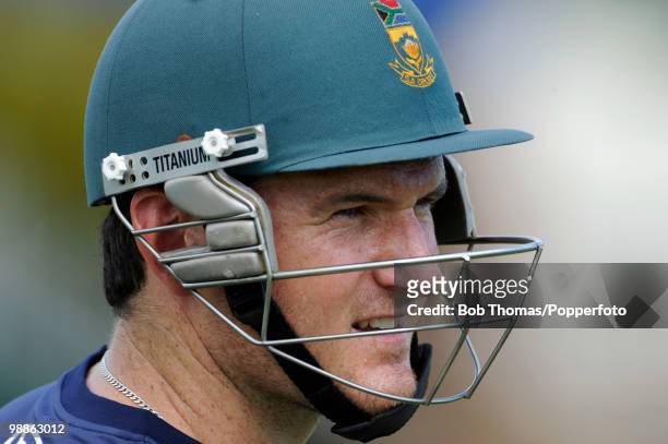 Graeme Smith of South Africa looks on during net practice at the 3W Oval on May 4, 2010 in Bridgetown, Barbados..