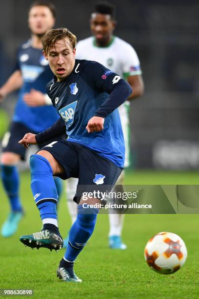 Hoffenheim's Felix Passlack in action during the Europa League group C soccer match between 1899 Hoffenheim and Ludogorets Razgrad at the...