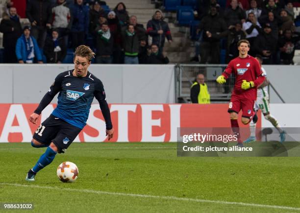 Hoffenheim's Felix Passlack in action during the Europa League group C soccer match between 1899 Hoffenheim and Ludogorets Razgrad at the...