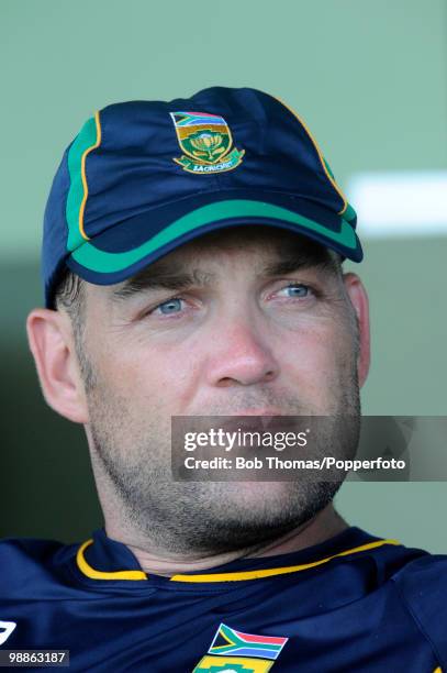 Jacques Kallis of South Africa looks on during net practice at the 3W Oval on May 4, 2010 in Bridgetown, Barbados..