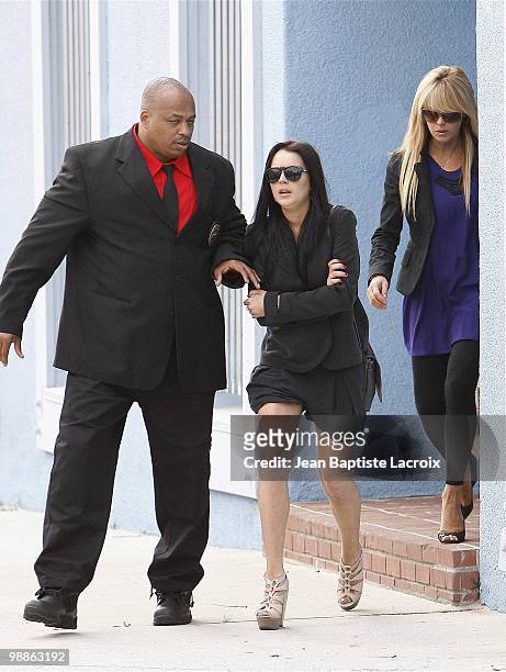 Lindsay Lohan and Dina Lohan are seen leaving the court house in Santa Monica on May 4, 2010 in Los Angeles, California. Lindsay Lohan was in court...