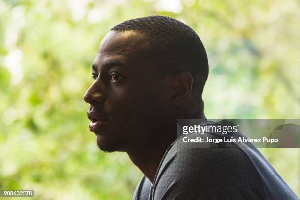 American track and field athlete Ronnie Baker speaks during the press conference of Meeting de Paris of the IAAF Diamond League 2017 at the Paris...