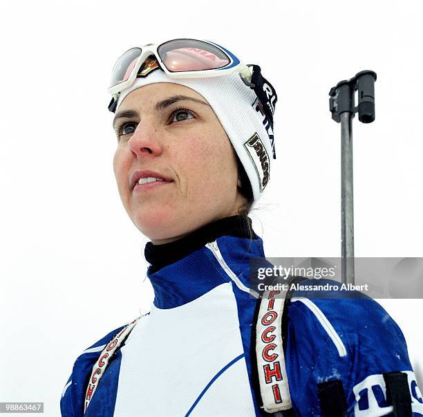 The Biathlon italian champion Michela Ponza poses for a portraits session on January 22, 2006 in Sansicario, Italy.