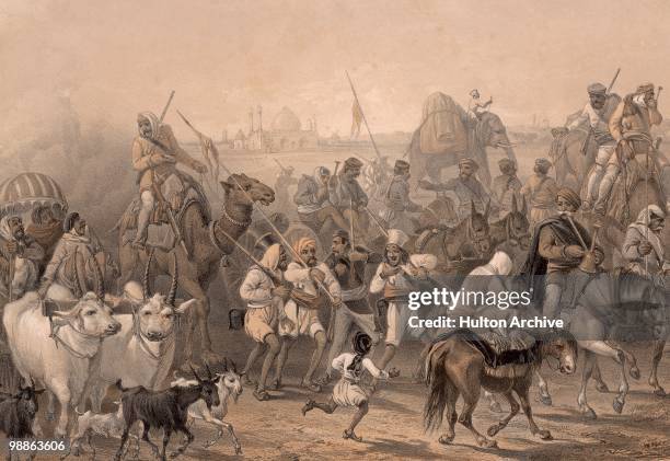 'Troops Of The Native Allies' during the Indian Rebellion of 1857. The army of the Maharajah of Kashmir, an ally of the British, makes its way toward...