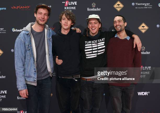 The band 'AnnenMayKantereit' arrives at the award cermeony of the '1Live Krone 2017' award at the Jahrhunderthalle event hall in Bochum, Germany, 7...