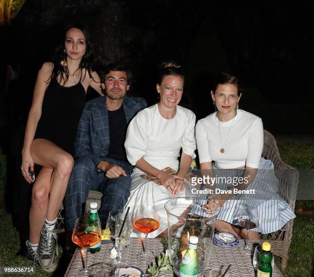 Tish Weinstock, Robert Konjic, guest and Maya Singer attend Rosetta Getty's third annual Tuscany weekend at Villa Cetinale on June 30, 2018 in Italy.
