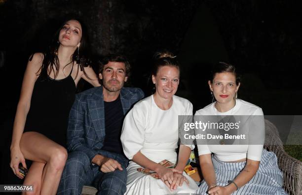 Tish Weinstock, Robert Konjic, guest and Maya Singer attend Rosetta Getty's third annual Tuscany weekend at Villa Cetinale on June 30, 2018 in Italy.