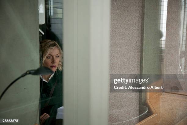 The actress Natasha Stefanenko on set in the Mole Antonelliana on February 22, 2009 in Turin, Italy.