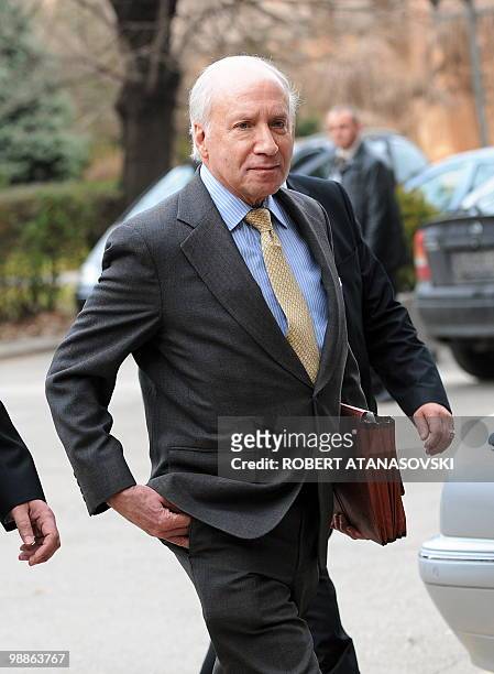 Matthew Nimitz, the UN mediator in the name dispute between Macedonia and Greece arrives at the Macedonian Ministry for Foreign Affairs to meet...